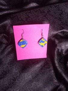 Blue &amp; Yellow Dangle Earrings