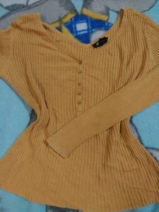 Mustard Ribbed Knit Top