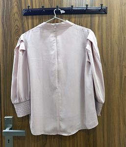 Elegant Blush Pink V-Neck Blouse