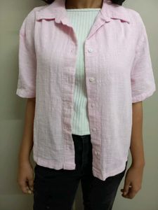 Pink Casual Half Sleeves Shirt