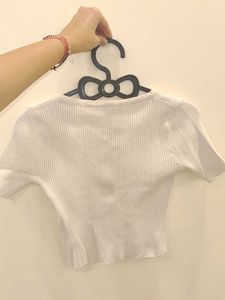 White Ribbed Crop Top