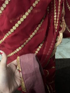 Elegant Red &amp; Gold Sari