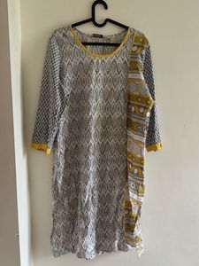 Elegant Grey Printed Kurta