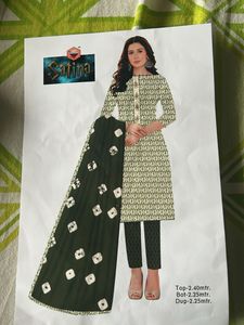 Green &amp; White Unstitched Suit