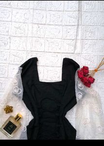 Black Mini Dress Lace Sleeves