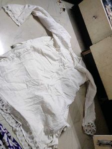 White Kurta with Lace Detail