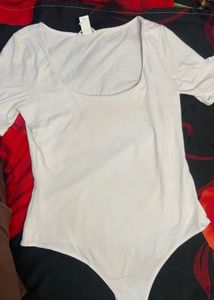 H&m Solid White Bodysuit