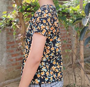 Floral Print Button-Up Top