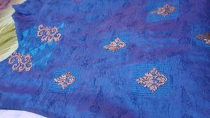 Embroidered blue churidar top