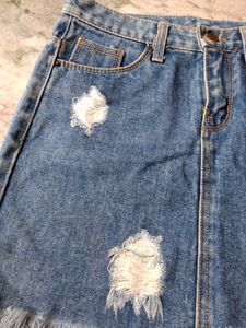 Ripped Denim Skirt