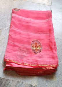 Pink Striped Sari