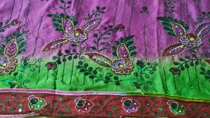 Beautiful Purple And Green Sari With Blouse