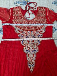 Red Anarkali Suit Set With Dupatta