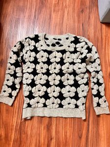 Grey Flower Sweater