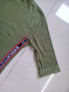 Olive Green ribbed winter dress