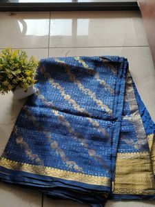 Elegant Blue & Gold Saree