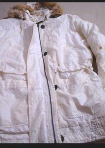 White Fur Hooded Puffer Coat