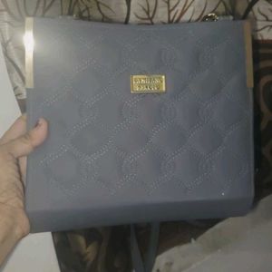 Gray Quilted Handbag