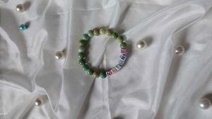 Hand Crafted Bracelet Of Green Marble Beads