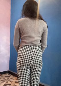 Gingham High-Waisted Pants