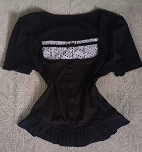 Aesthetic Black Milkmaid Top🖤🪽🐈‍⬛️