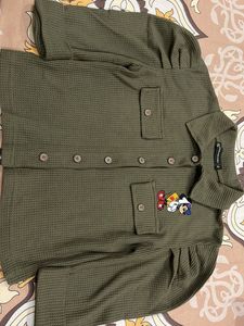 Olive Green Button-Down Top