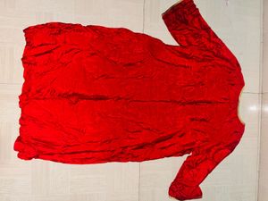 Elegant Red Embroidered Kurti Dress