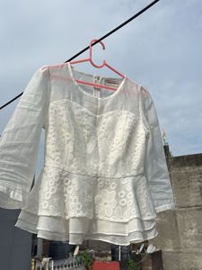 Lace Peplum Blouse - Size S