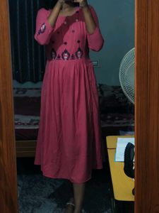 Pink Embroidered Kurta Dress