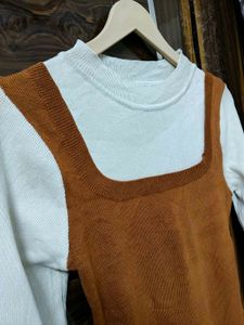 Stylish Brown Pinafore Dress
