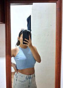 Halter Neck Blue Top