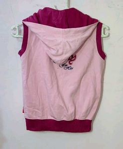 Pink Sleeveless Hoodie