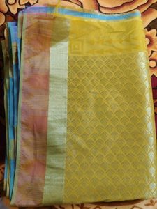 Yellow Banarasi Silk Saree