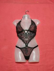 Black Lace Halter Teddy Lingerie