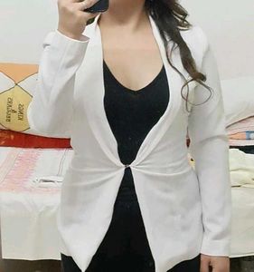 White Blazer With Snatched Fitting