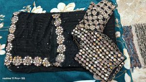 Embellished black saree