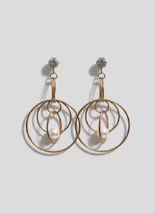 Contemporary Hoop Earrings with Pearl Accent