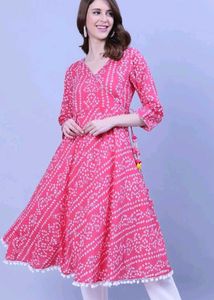 💓 Pink Anarkali Kurta with Side Dori