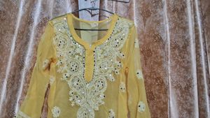 Yellow Embroidered Kurta