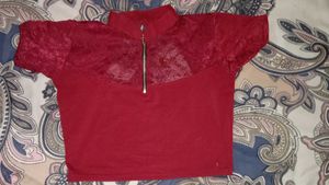 Red slip on blouse