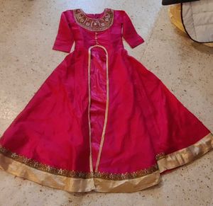 Rani pink and offwhite dress.
