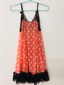 Pink Colour Polka Dot fancy night dress for M size