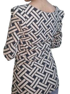 Patterned Long Sleeve Black And White Top