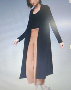 Sassafras Black Ribbed Longline Open Front Shrug