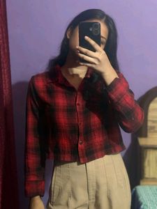 Red Plaid Crop Top