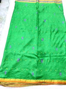 ✨ Green &amp; Purple Pure Silk Saree💚💜Light Weight