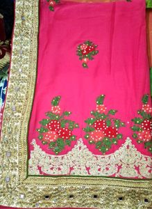 Heavy Embroidery Rose Pink Saree