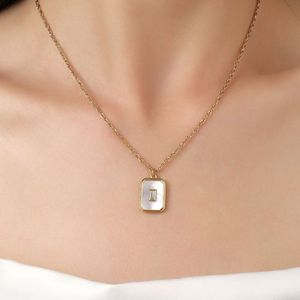 Gold Plated Enamelled Square Shaped Pendant Chain