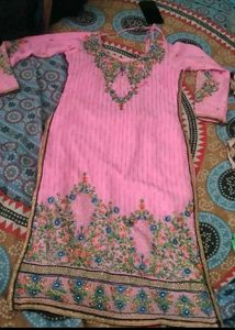 Pink Embroidered Kurta