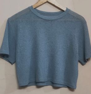 Sheer Blue Crop Top